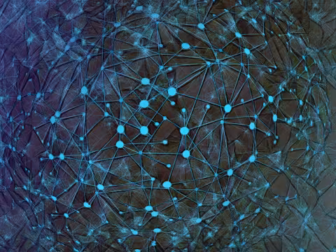 A blue image of interconnected nodes
