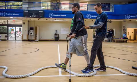 The seed grants will fund projects focused on enhancing wheelchair seating surfaces, supporting stroke patients as they transition home from rehabilitation, assessing lower limb exoskeleton technologies, and exploring the use of AI in remote rehab settings. Photo: Shepherd Center.