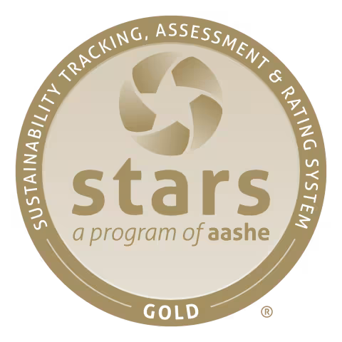 Image of the STARS Gold rating for sustainability from AASHE