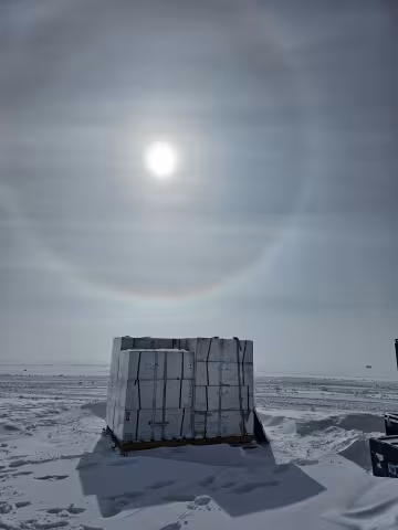 The collected boxes of ice cores.